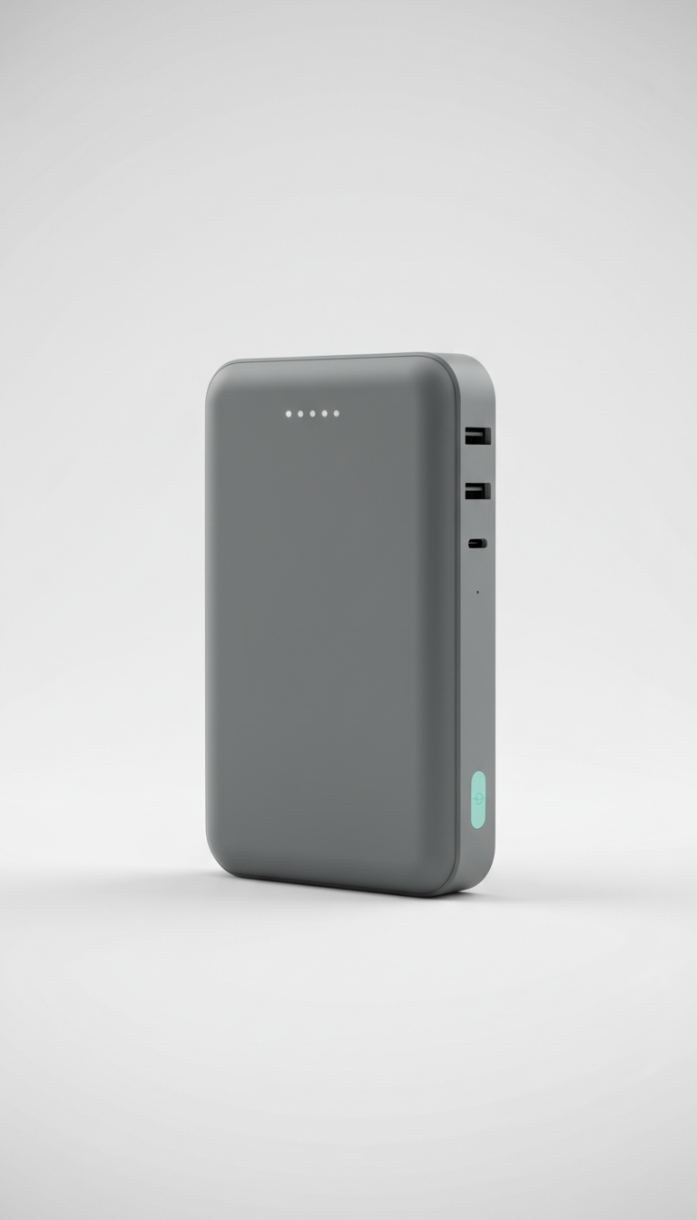 Matte Slate Gray High-Capacity Power Bank