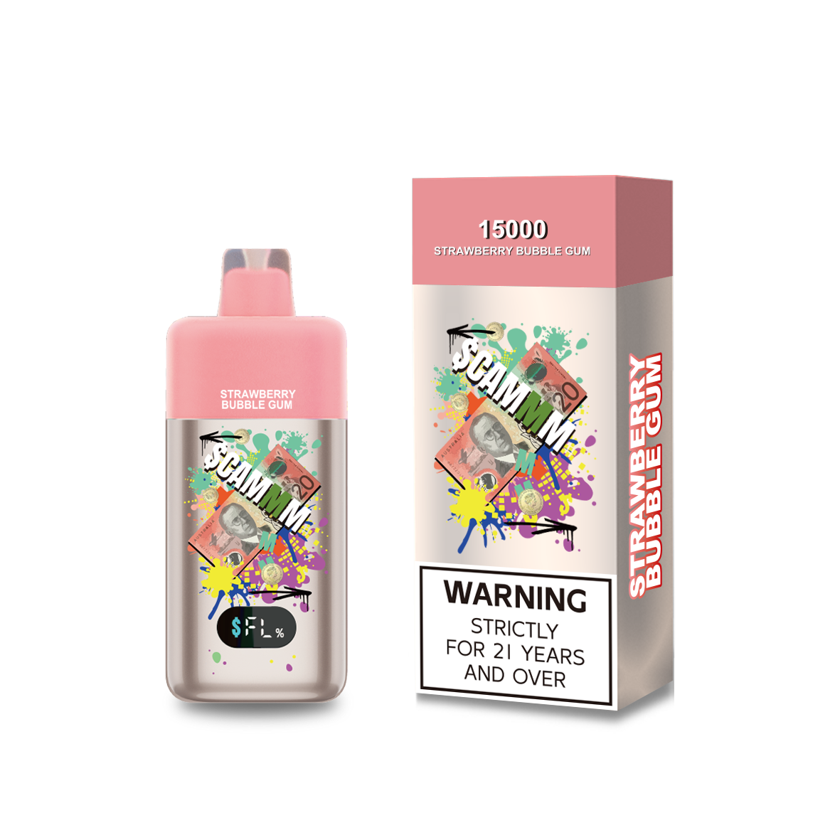 $CAMMM 15000 Strawberry Bubble Gum disposable vape